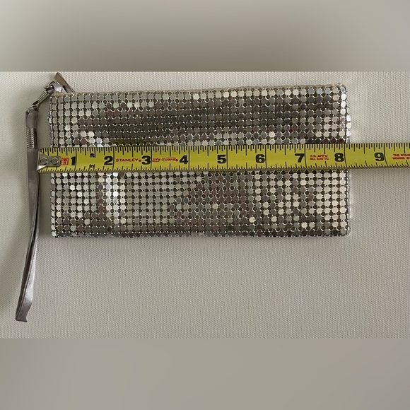 Evening Clutch Metallic Silver Mesh Mini Handbag Wristlet Glamour Y2K Night Out - Picture 5 of 6